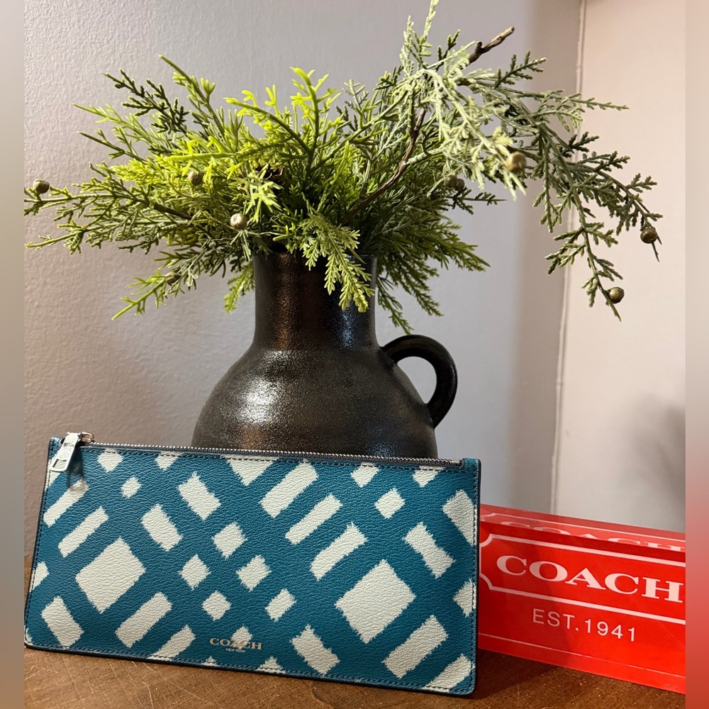 Coach Teal/Gray Zipper Pouch